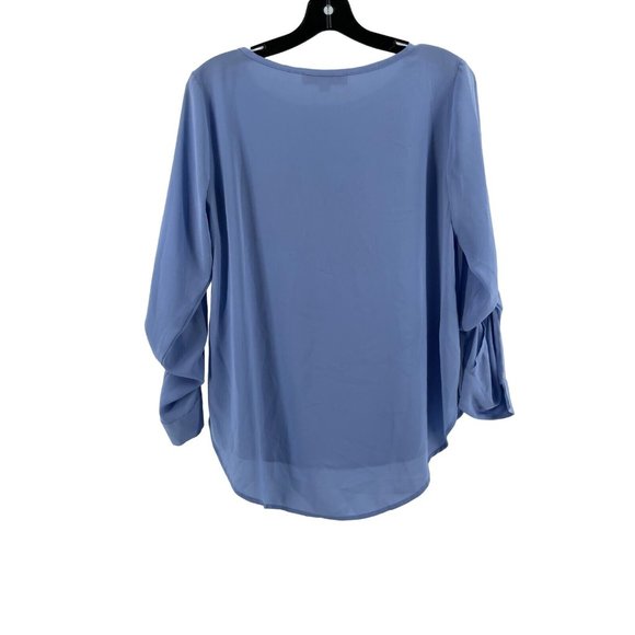 Ann Taylor Loft Women's Sheer Baby Blue Long Sleeve Top Blouse Size XS - Picture 3 of 10